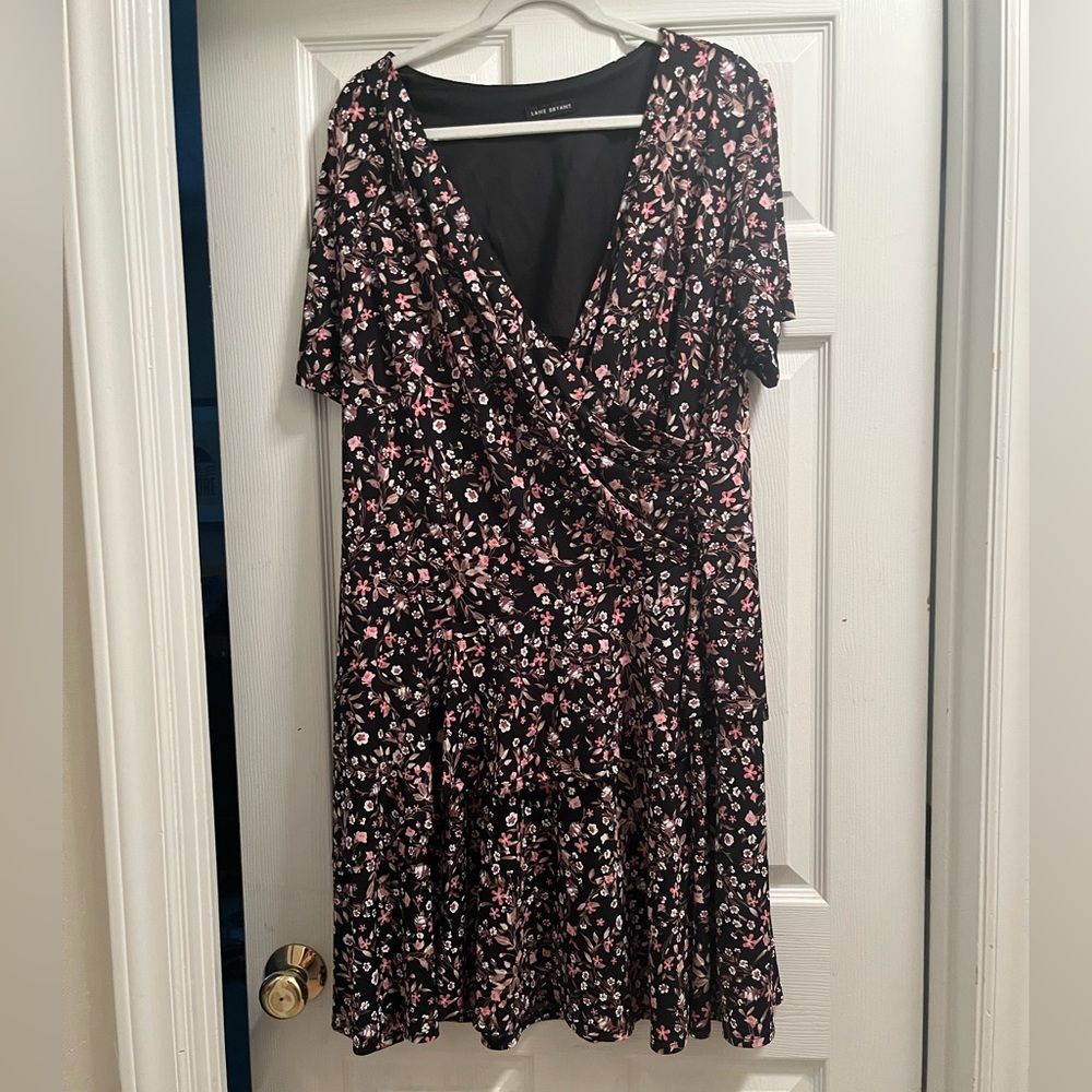 Lane Bryant Pink Flutter Sleeve Wrap Midi Dress